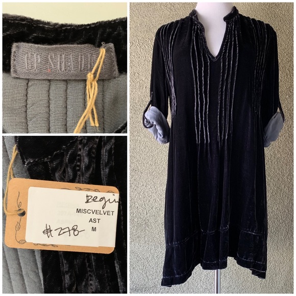 “CP Shades” Dark Navy Velvet Tunic Dress NWT $278 size M - Picture 1 of 12